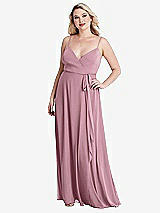 Alt View 1 Thumbnail - Dusty Pink Chiffon Maxi Wrap Dress with Sash - Cora