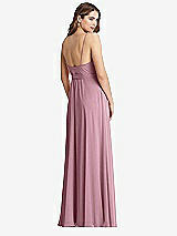 Rear View Thumbnail - Dusty Pink Chiffon Maxi Wrap Dress with Sash - Cora