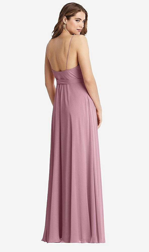 Back View - Dusty Pink Chiffon Maxi Wrap Dress with Sash - Cora