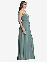 Side View Thumbnail - Icelandic Chiffon Maxi Wrap Dress with Sash - Cora