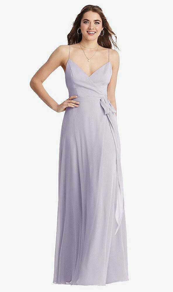 Front View - Moondance Chiffon Maxi Wrap Dress with Sash - Cora