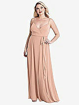 Alt View 1 Thumbnail - Pale Peach Chiffon Maxi Wrap Dress with Sash - Cora