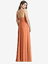 Rear View Thumbnail - Sweet Melon Chiffon Maxi Wrap Dress with Sash - Cora