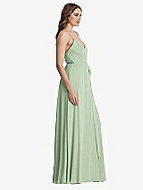 Side View Thumbnail - Celadon Chiffon Maxi Wrap Dress with Sash - Cora