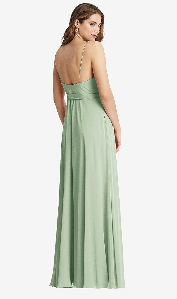 Back View - Celadon Chiffon Maxi Wrap Dress with Sash - Cora