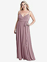 Alt View 1 Thumbnail - Dusty Rose Chiffon Maxi Wrap Dress with Sash - Cora