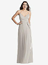 Front View Thumbnail - Oyster Chiffon Maxi Wrap Dress with Sash - Cora