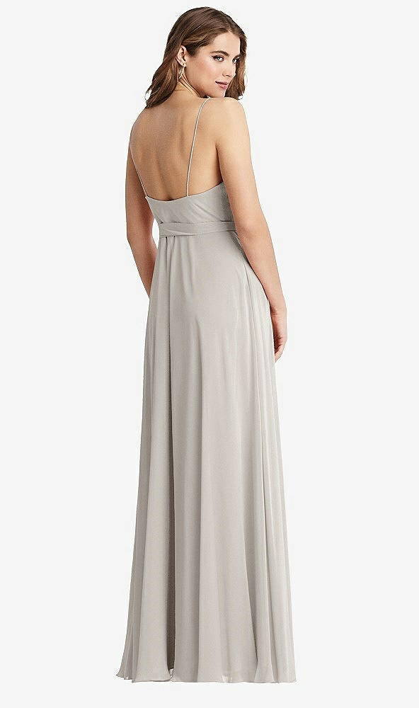 Back View - Oyster Chiffon Maxi Wrap Dress with Sash - Cora