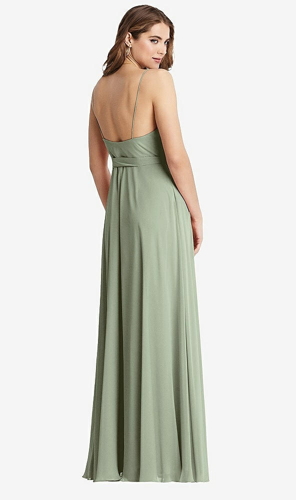 Back View - Sage Chiffon Maxi Wrap Dress with Sash - Cora