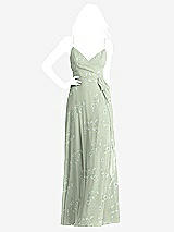 Front View Thumbnail - Vintage Primrose Sage Chiffon Maxi Wrap Dress with Sash - Cora