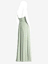 Rear View Thumbnail - Vintage Primrose Sage Chiffon Maxi Wrap Dress with Sash - Cora