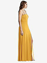 Side View Thumbnail - NYC Yellow Square Neck Chiffon Maxi Dress with Front Slit - Elliott