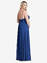 Alt View 2 Thumbnail - Classic Blue Square Neck Chiffon Maxi Dress with Front Slit - Elliott