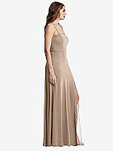 Side View Thumbnail - Topaz Square Neck Chiffon Maxi Dress with Front Slit - Elliott