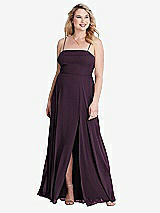 Alt View 1 Thumbnail - Aubergine Square Neck Chiffon Maxi Dress with Front Slit - Elliott