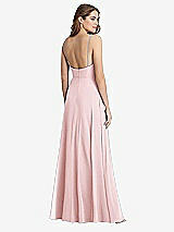 Rear View Thumbnail - Ballet Pink Square Neck Chiffon Maxi Dress with Front Slit - Elliott