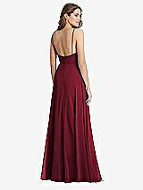 Rear View Thumbnail - Burgundy Square Neck Chiffon Maxi Dress with Front Slit - Elliott