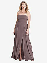 Alt View 1 Thumbnail - French Truffle Square Neck Chiffon Maxi Dress with Front Slit - Elliott