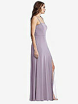 Side View Thumbnail - Lilac Haze Square Neck Chiffon Maxi Dress with Front Slit - Elliott