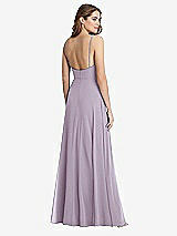 Rear View Thumbnail - Lilac Haze Square Neck Chiffon Maxi Dress with Front Slit - Elliott