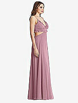 Side View Thumbnail - Dusty Pink Ruffled Chiffon Cutout Maxi Dress - Jessie