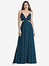 Front View Thumbnail - Atlantic Blue Ruffled Chiffon Cutout Maxi Dress - Jessie