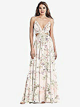 Front View Thumbnail - Blush Garden Ruffled Chiffon Cutout Maxi Dress - Jessie