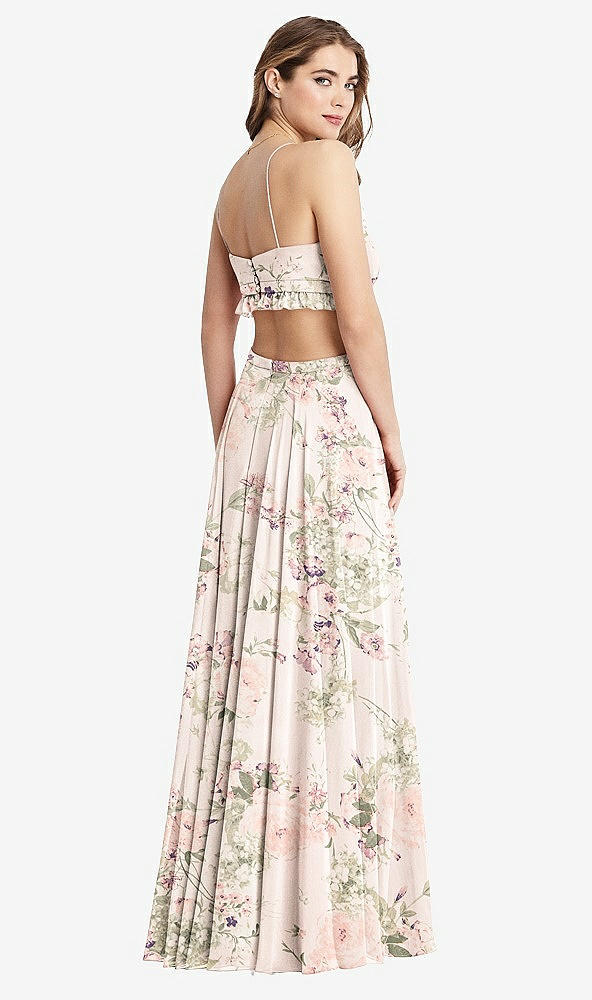 Back View - Blush Garden Ruffled Chiffon Cutout Maxi Dress - Jessie