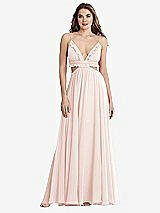 Front View Thumbnail - Blush Ruffled Chiffon Cutout Maxi Dress - Jessie