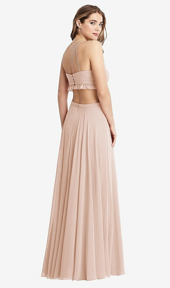 Back View - Cameo Ruffled Chiffon Cutout Maxi Dress - Jessie