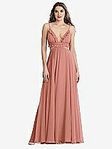 Front View Thumbnail - Desert Rose Ruffled Chiffon Cutout Maxi Dress - Jessie