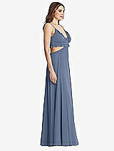 Side View Thumbnail - Larkspur Blue Ruffled Chiffon Cutout Maxi Dress - Jessie