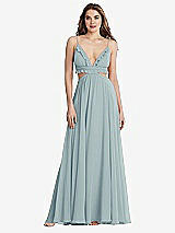 Front View Thumbnail - Morning Sky Ruffled Chiffon Cutout Maxi Dress - Jessie