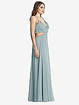 Side View Thumbnail - Morning Sky Ruffled Chiffon Cutout Maxi Dress - Jessie