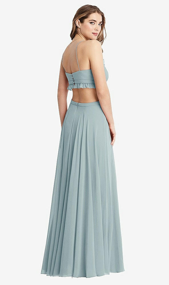 Back View - Morning Sky Ruffled Chiffon Cutout Maxi Dress - Jessie