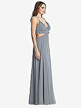 Side View Thumbnail - Platinum Ruffled Chiffon Cutout Maxi Dress - Jessie