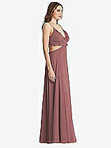 Side View Thumbnail - Rosewood Ruffled Chiffon Cutout Maxi Dress - Jessie