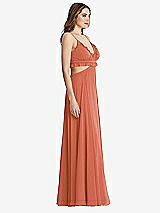 Side View Thumbnail - Terracotta Copper Ruffled Chiffon Cutout Maxi Dress - Jessie