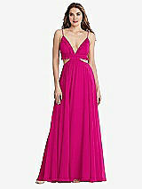 Front View Thumbnail - Think Pink Ruffled Chiffon Cutout Maxi Dress - Jessie