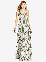 Front View Thumbnail - Palm Beach Print One-Shoulder Draped Chiffon Maxi Dress - Dani