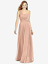 Front View Thumbnail - Pale Peach One-Shoulder Draped Chiffon Maxi Dress - Dani