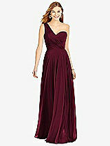 Front View Thumbnail - Cabernet One-Shoulder Draped Chiffon Maxi Dress - Dani