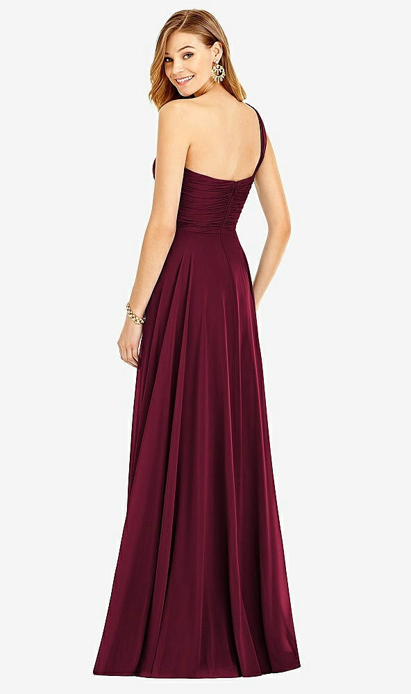 Back View - Cabernet One-Shoulder Draped Chiffon Maxi Dress - Dani