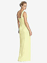 Rear View Thumbnail - Butter Yellow One-Shoulder Draped Maxi Dress with Front Slit - Aeryn