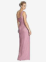 Rear View Thumbnail - Dusty Pink One-Shoulder Draped Maxi Dress with Front Slit - Aeryn