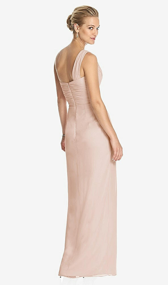 Back View - Cameo One-Shoulder Draped Maxi Dress with Front Slit - Aeryn