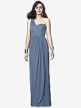 Alt View 1 Thumbnail - Larkspur Blue One-Shoulder Draped Maxi Dress with Front Slit - Aeryn