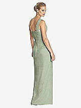 Rear View Thumbnail - Sage One-Shoulder Draped Maxi Dress with Front Slit - Aeryn