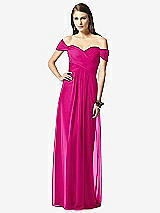 Front View Thumbnail - Think Pink Off-the-Shoulder Ruched Chiffon Maxi Dress - Alessia