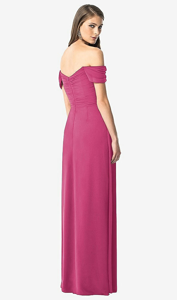 Back View - Tea Rose Off-the-Shoulder Ruched Chiffon Maxi Dress - Alessia